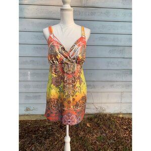 Crescendo Colorful Tank Top Boho Retro Y2K Party Summer Casual Size 1XL Women's